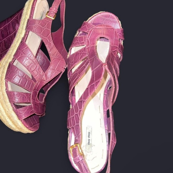 Miu Miu Deep Purple Espadrille Sandals - Picture 1 of 8